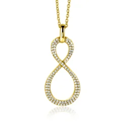New Zinzi 35mm gold plated zilveren hanger Infinity bezet met witte zirconia's ZIH2570Y (zonder collier)