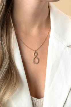 New Zinzi 35mm gold plated zilveren hanger Infinity bezet met witte zirconia's ZIH2570Y (zonder collier)