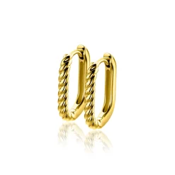 Online Zinzi 17mm gold plated zilveren oorringen in ovale vorm met gedraaide buis en luxe klapsluiting ZIO2691G