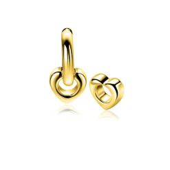 Hot Zinzi 10mm gold plated zilveren oorbedels in hartvorm ZICH2695G (zonder oorringen)