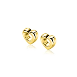 Hot Zinzi 10mm gold plated zilveren oorbedels in hartvorm ZICH2695G (zonder oorringen)