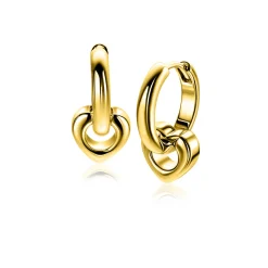 Hot Zinzi 10mm gold plated zilveren oorbedels in hartvorm ZICH2695G (zonder oorringen)