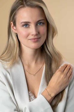 New Zinzi 7,5mm gold plated zilveren oorbedels in ronde vorm bezet met witte zirconia's ZICH2550Y (zonder oorringen)