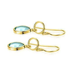New Zinzi 36mm gold plated zilveren oorhangers turquoise peer en open rondje ZIO2716G