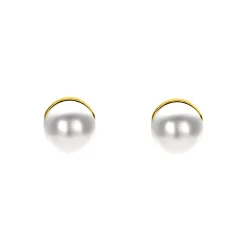 Zinzi 6mm gold plated zilveren oorknoppen wit parel ZIO1317Y
