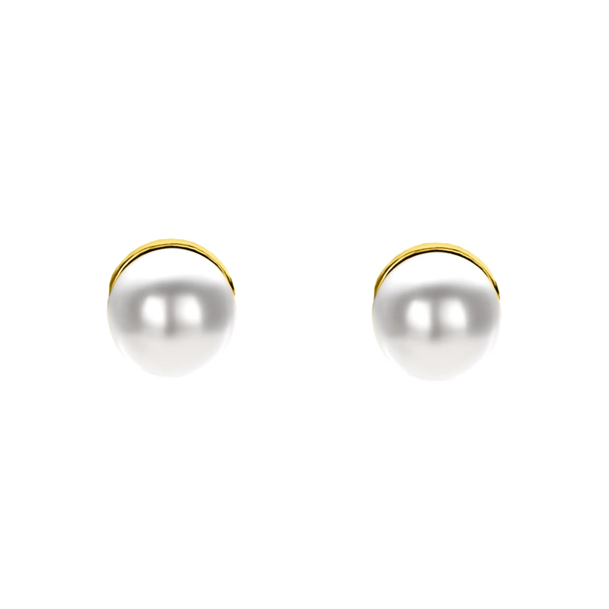 Zinzi 6mm gold plated zilveren oorknoppen wit parel ZIO1317Y