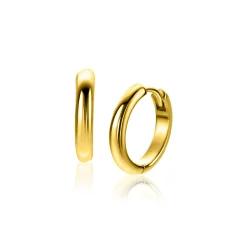 Clearance Zinzi 16mm gold plated zilveren gladde oorringen met ronde buis 3mm met luxe klapsluiting ZIO2601G