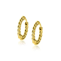 Online Zinzi 17mm gold plated zilveren oorringen, vanaf zijkant gourmet schakel zichtbaar, 2mm breed, met luxe klapsluiting ZIO1414G