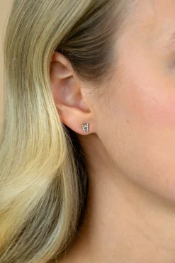 Sale Zinzi 5,5mm gold plated zilveren oorstekers piramidevorm 3-baguette zirkonia ZIO2723Y