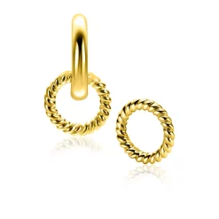 New Zinzi 9,5mm gold plated zilveren oorbedels ronde vorm met touweffect ZICH2594G (zonder oorringen)