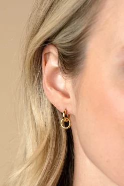 New Zinzi 9,5mm gold plated zilveren oorbedels ronde vorm met touweffect ZICH2594G (zonder oorringen)