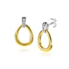 Online Zinzi 19mm gold plated zilveren bicolor oorstekers druppelvorm glad met witte zirconia's ZIO1709Y