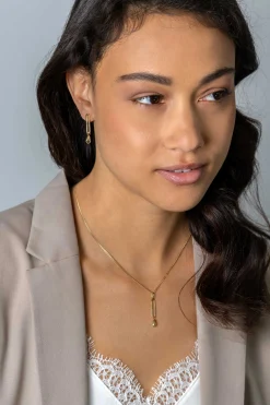 Zinzi 37mm gold plated zilveren hanger met trendy open ovale vorm en peervormige hanger groen peridot ZIH2430 (zonder collier)