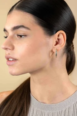 Online Zinzi 24mm gold plated zilveren oorringen met witte zirconia's en luxe klapsluiting, buisdikte 3mm ZIO192Y
