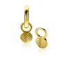 Zinzi 11mm gold plated zilveren oorbedels in ronde vorm, bewerkt met veertjesmotief ZICH2644G (zonder oorringen)