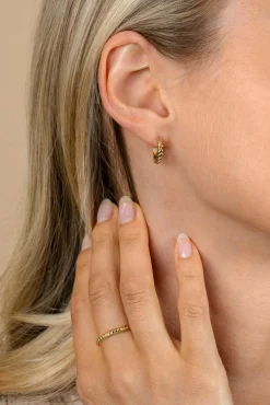 Zinzi 14mm gold plated zilveren oorringen met kleine druppels en luxe klapsluiting ZIO2688G
