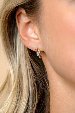 Hot Zinzi 12mm gold plated zilveren multi-look oorstekers met peervormige en ovale witte zirkonia's ZIO2689Y