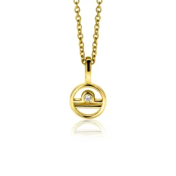 Outlet Zinzi 9mm gold plated zilveren Weegschaal sterrenbeeldhanger bezet met witte zirconia ZIHY-WEE (zonder collier)