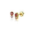 Zinzi 6,5mm gold plated zilveren oorknoppen ronde chatonzettingen rood granaat en paarse kleurstenen ZIO2563