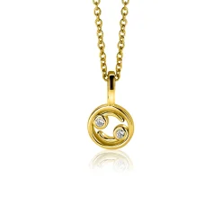 Clearance Zinzi 9mm gold plated zilveren Kreeft sterrenbeeldhanger bezet met witte zirconia ZIHY-KRE (zonder collier)