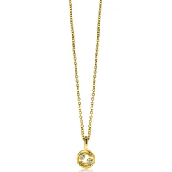 Clearance Zinzi 9mm gold plated zilveren Kreeft sterrenbeeldhanger bezet met witte zirconia ZIHY-KRE (zonder collier)