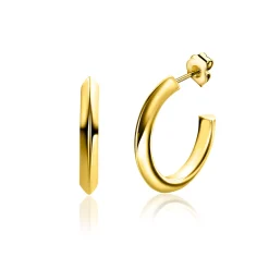 Hot Zinzi 20mm gold plated zilveren halve oorringen 3mm buisdikte met stekers ZIO2432G