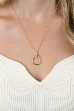 Best Zinzi 31mm gold plated zilveren ovale hanger met luxe opvallend oog, bezet met witte zirconia's ZIH2619 (zonder collier)