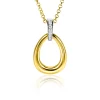 New Zinzi 26mm gold plated zilveren bicolor hanger druppelvorm glad met witte zirconia's ZIH1709Y (zonder collier)