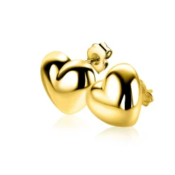 Zinzi 13mm gold plated zilveren oorstekers in bolle hart vorm ZIO2672G