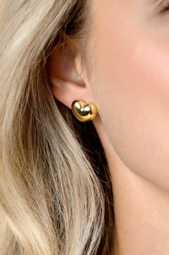 Zinzi 13mm gold plated zilveren oorstekers in bolle hart vorm ZIO2672G