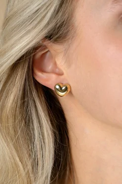 Zinzi 13mm gold plated zilveren oorstekers in bolle hart vorm ZIO2672G