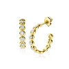 Sale Zinzi 21mm gold plated zilveren halve oorringen 4mm buisdikte, bezet met 12 witte zirconia's en met vlindersluiting ZIO2573Y