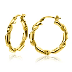 Discount Zinzi 28mm gold plated zilveren oorringen met trendy gedraaide buis 28x3mm ZIO2406G