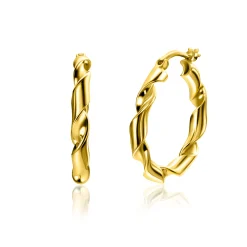 Discount Zinzi 28mm gold plated zilveren oorringen met trendy gedraaide buis 28x3mm ZIO2406G