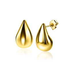 Zinzi 20mm gold plated zilveren oorstekers in organische druppelvorm ZIO2589G