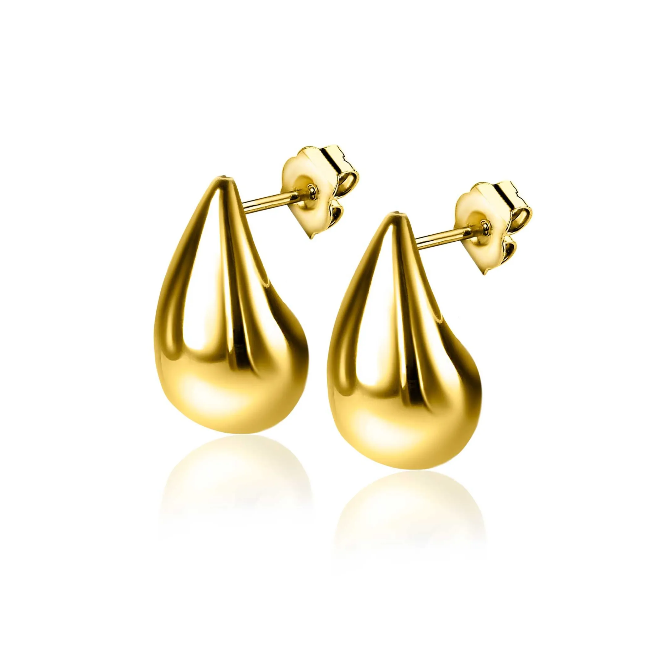 Zinzi 20mm gold plated zilveren oorstekers in organische druppelvorm ZIO2589G