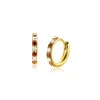 Outlet Zinzi 12mm gold plated zilveren oorringen bezet met ronde witte zirconia's en rood granaat kleurstenen 2mm buisdikte met luxe klapsluiting ZIO2558