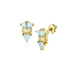 New Zinzi 9,5mm gold plated zilveren oorstekers met drie verschillende vormen van zettingen, bezet met champagne en blauwe kleurstenen ZIO2630BC
