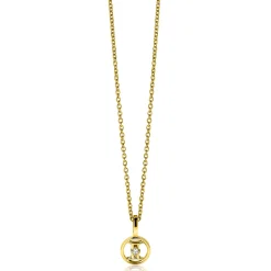 New Zinzi 9mm gold plated zilveren Tweelingen sterrenbeeldhanger bezet met witte zirconia ZIHY-TWE (zonder collier)