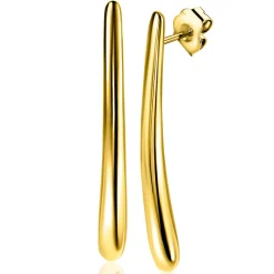 Online Zinzi 49mm gold plated zilveren oorstekers in langwerpige druppelvorm ZIO2674G
