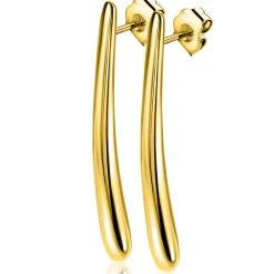 Online Zinzi 49mm gold plated zilveren oorstekers in langwerpige druppelvorm ZIO2674G