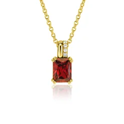 Online Zinzi 14mm gold plated zilveren hanger met rechthoekige rood granaat kleursteen en luxe hangoog ZIH2392R (zonder collier)