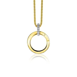Discount Zinzi 17mm gold plated zilveren ronde hanger met sluitring ZIH2060Y (zonder collier)