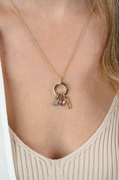 Discount Zinzi 17mm gold plated zilveren ronde hanger met sluitring ZIH2060Y (zonder collier)