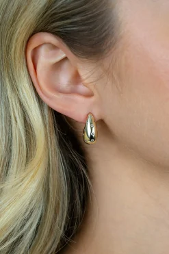 New Zinzi 17mm gold plated zilveren oorstekers in druppelvorm met witte zirkonia's ZIO2708Y