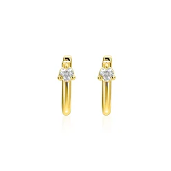 Hot Zinzi 14mm gold plated zilveren oorringen U-vorm met witte zirkonia ZIO2733Y
