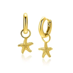 Best Zinzi 8mm gold plated zilveren oorbedels zeester ZICH2731 (zonder oorringen)