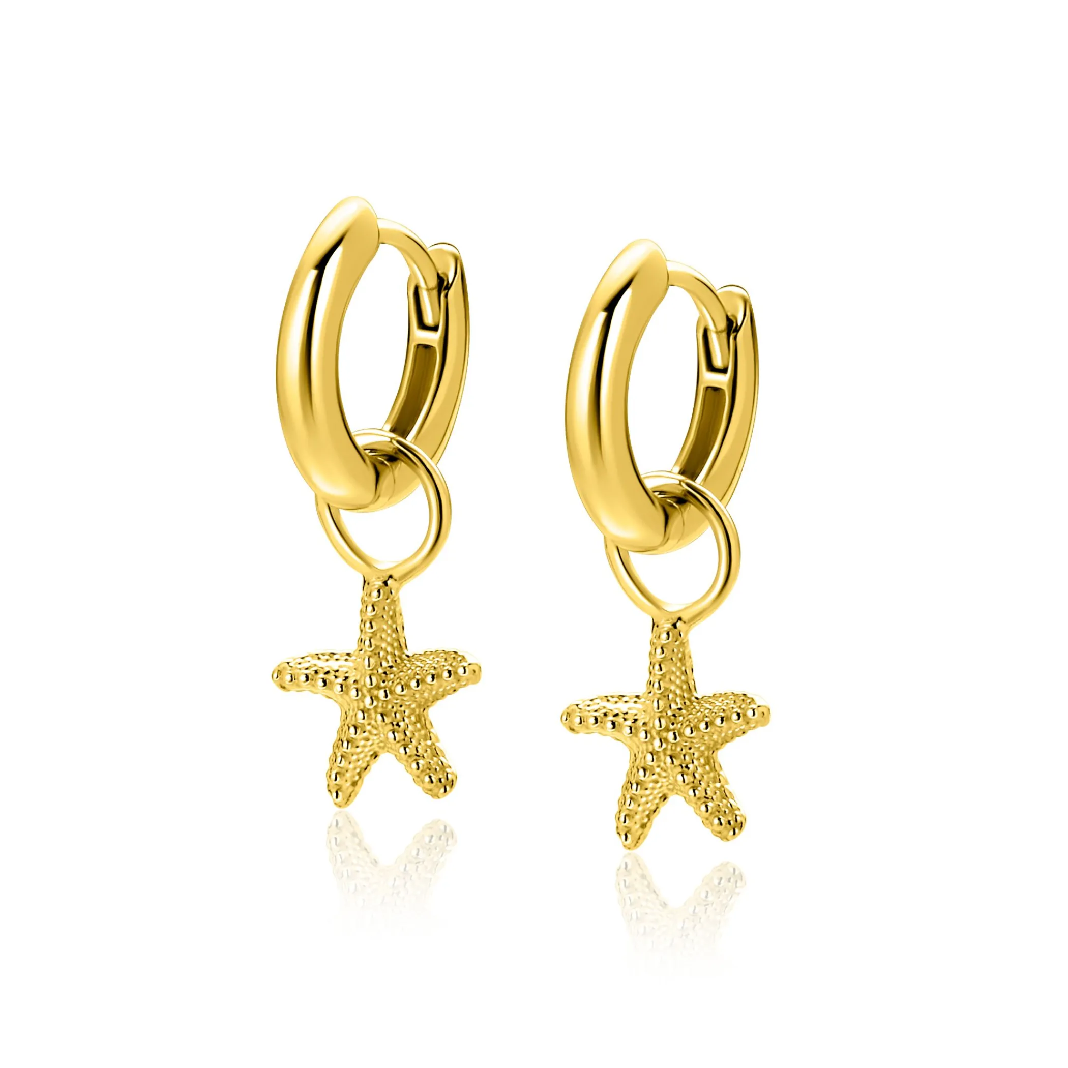 Best Zinzi 8mm gold plated zilveren oorbedels zeester ZICH2731 (zonder oorringen)