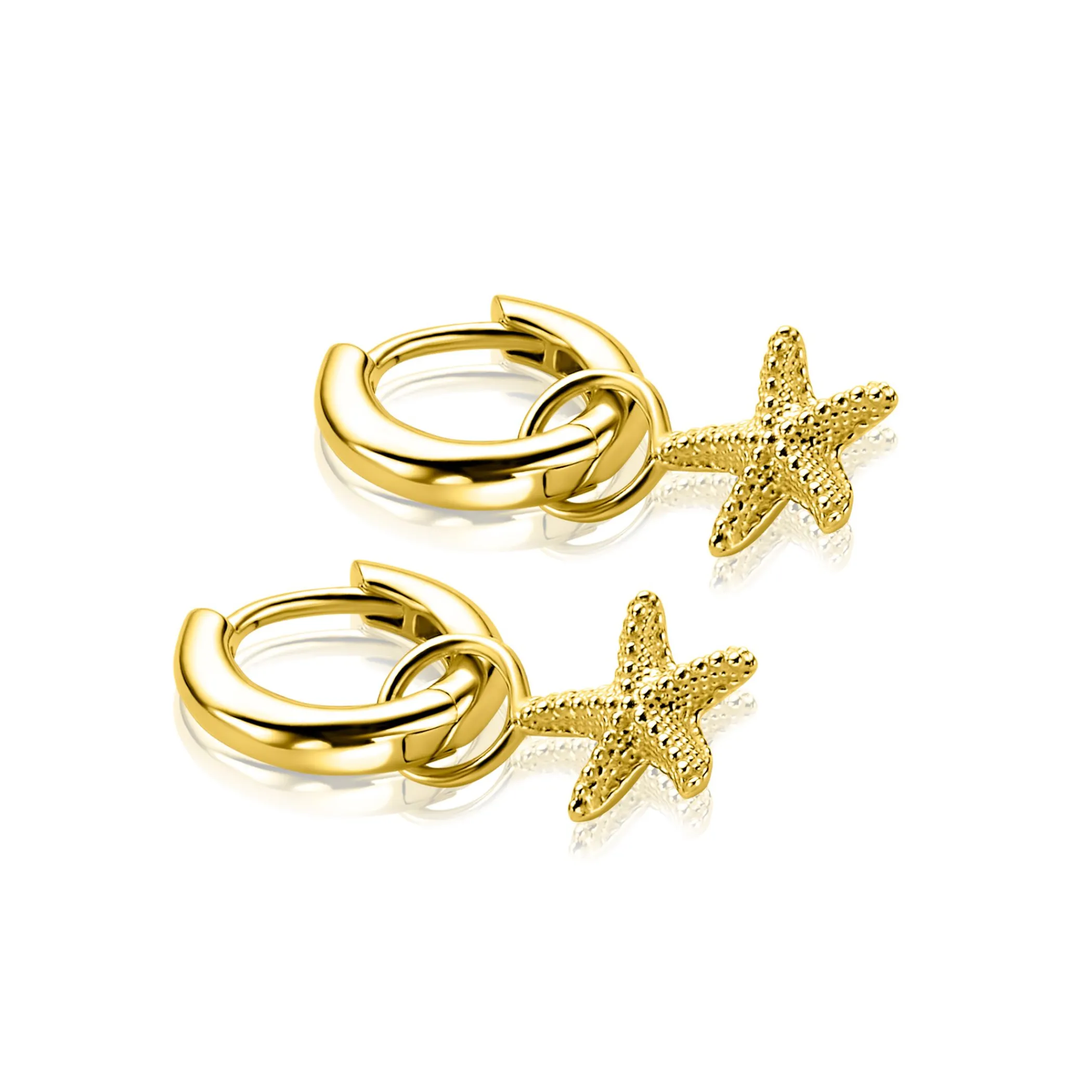 Best Zinzi 8mm gold plated zilveren oorbedels zeester ZICH2731 (zonder oorringen)