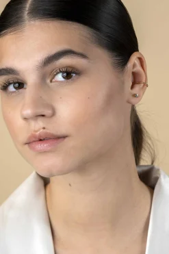 Clearance Zinzi 12,5mm gold plated zilveren ear cuff gedraaide buis per stuk geprijsd ZIO-CUFF3G